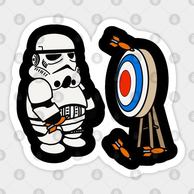 Stormtrooper Darts Sticker by Imagine8 Design